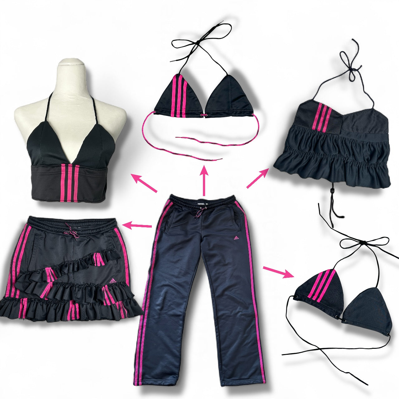 UPCYCLED SCRUNCH TOP PINK STRIPES