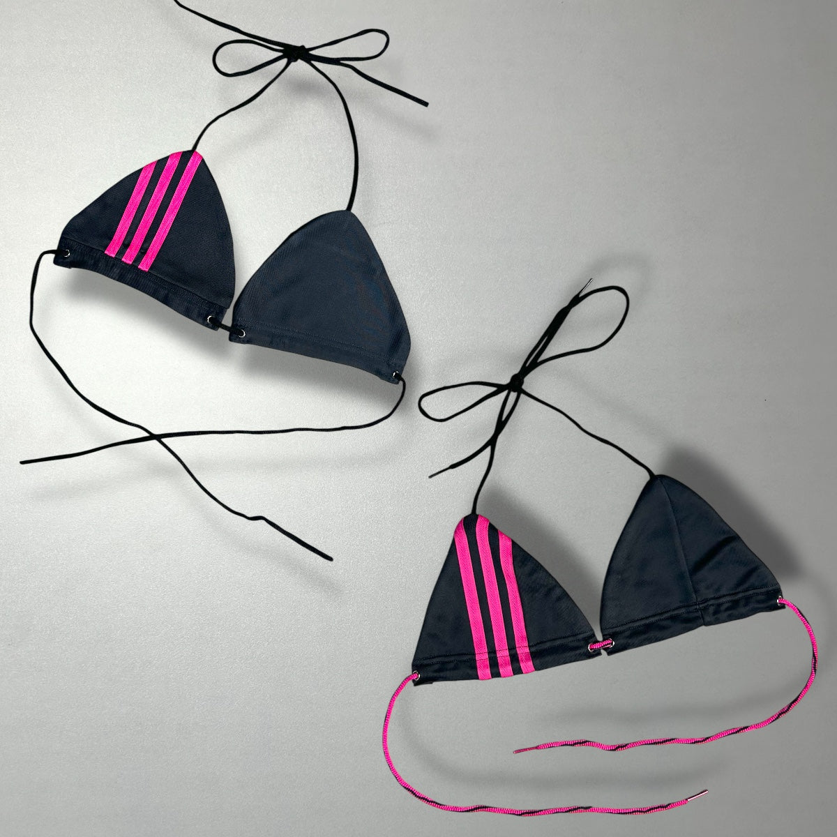 UPCYCLED BIKINI TOP PINK STRIPES