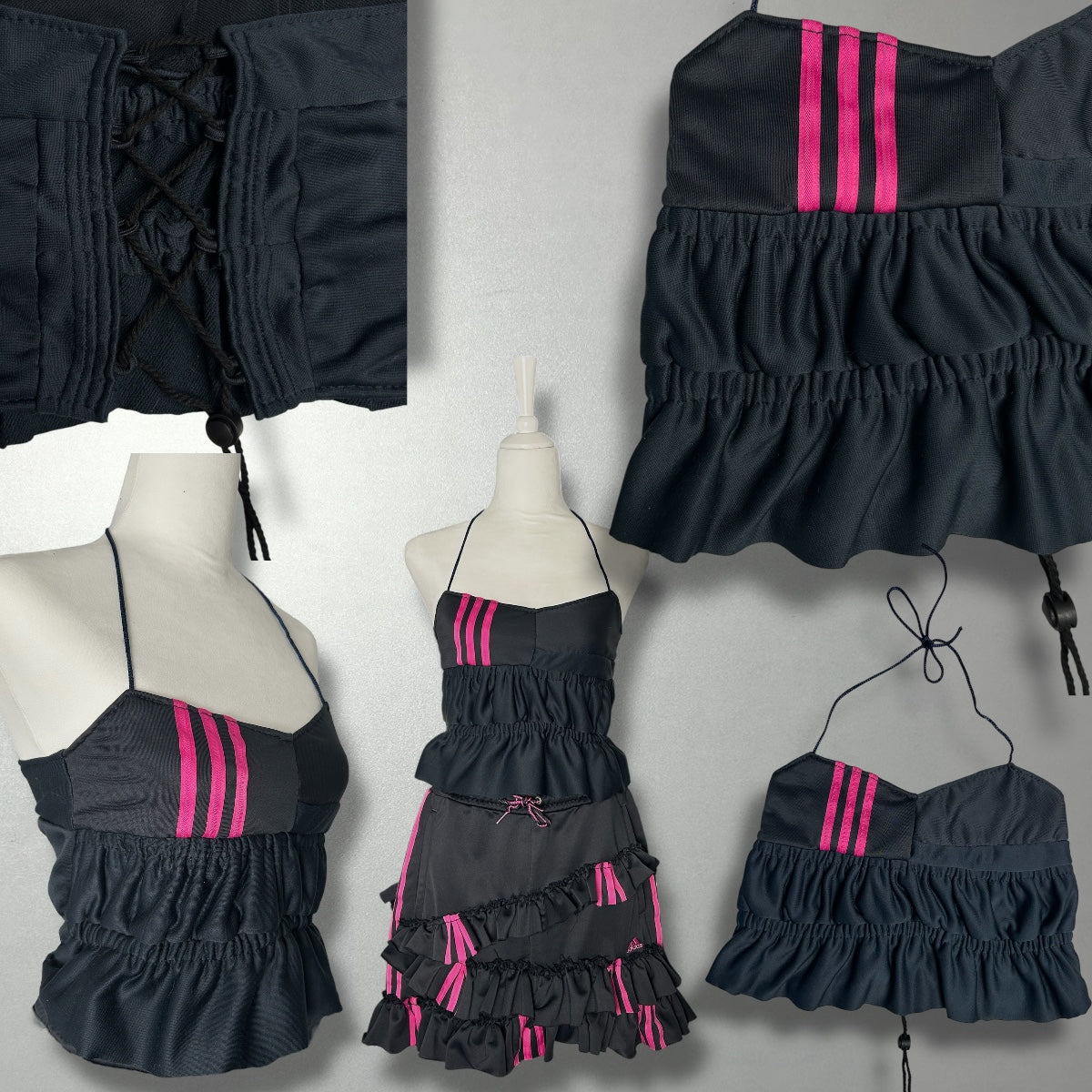 UPCYCLED SCRUNCH TOP PINK STRIPES