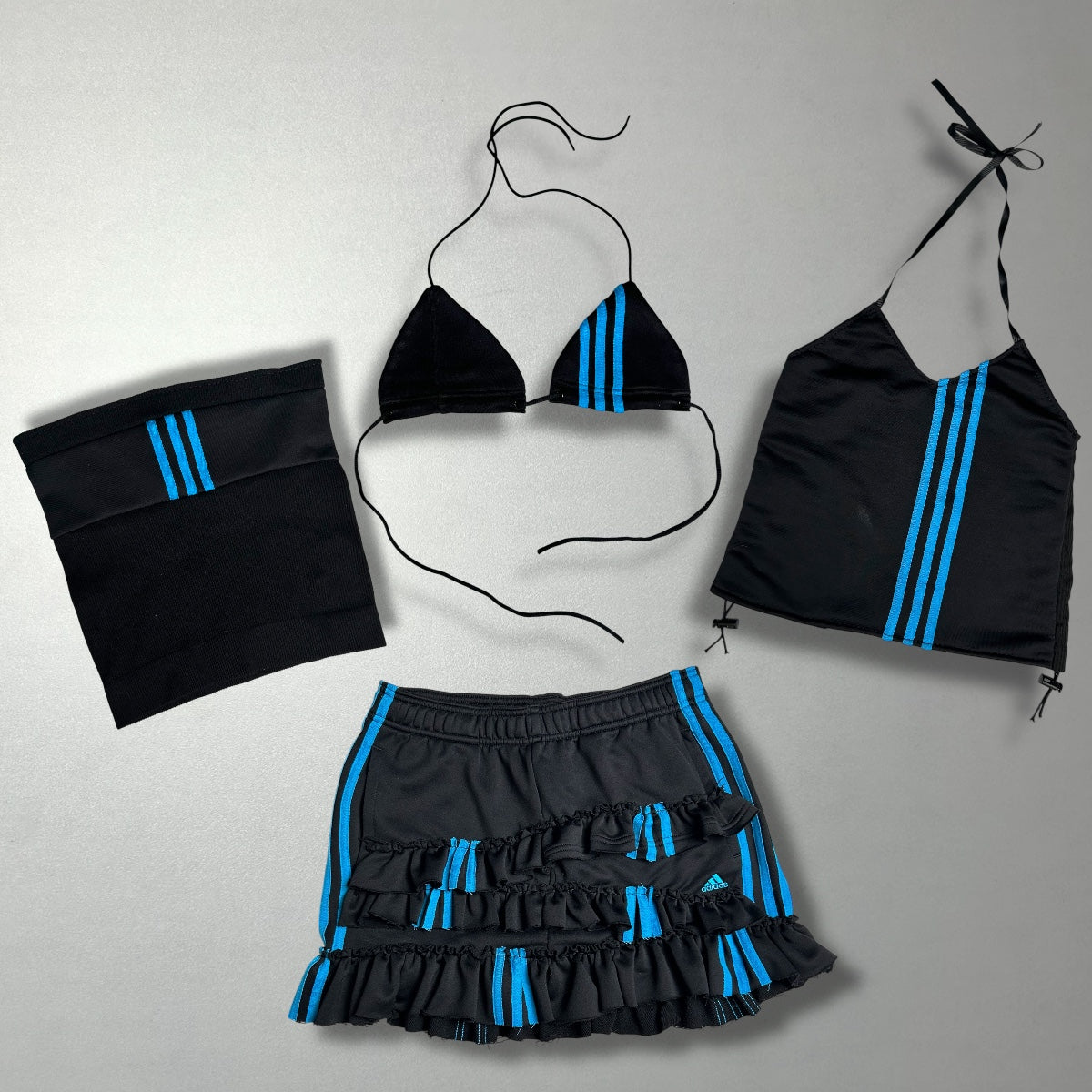 UPCYCLED BIKINI TOP BLUE STRIPES