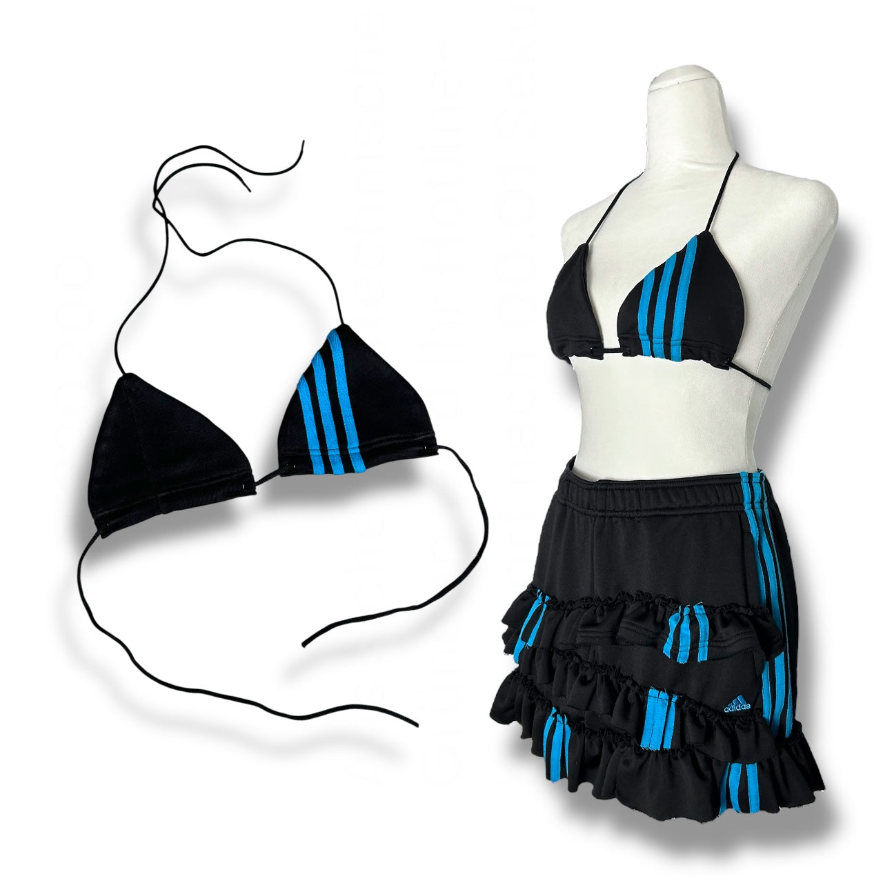 UPCYCLED BIKINI TOP BLUE STRIPES