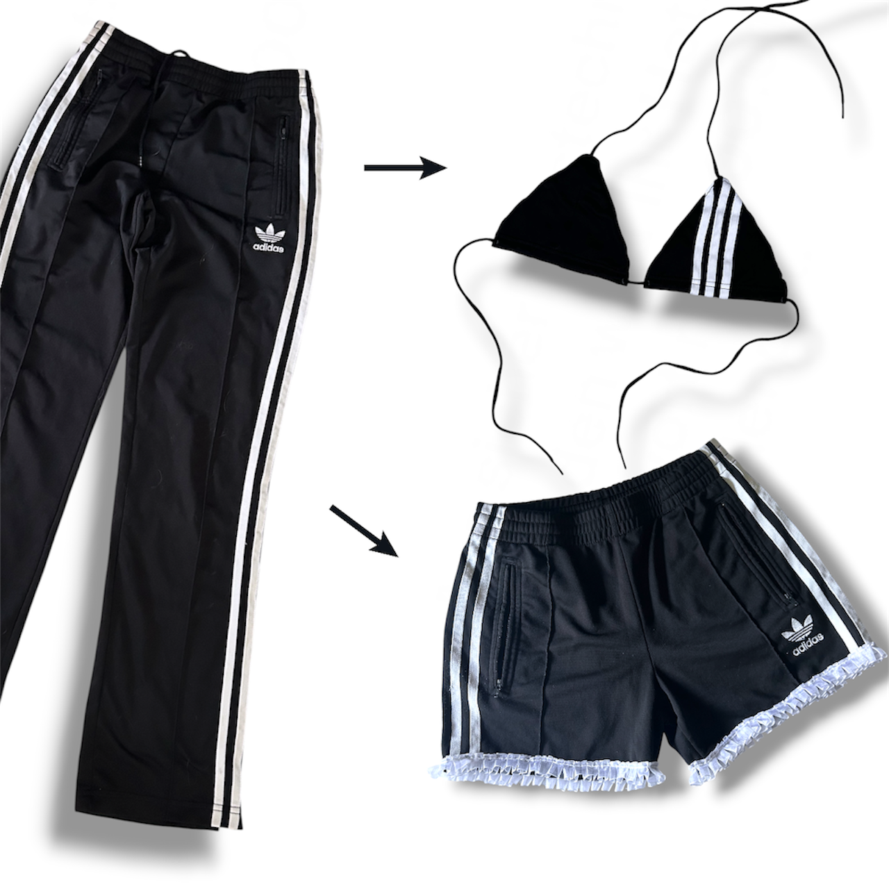UPCYCLED BLACK SHORTS LACE