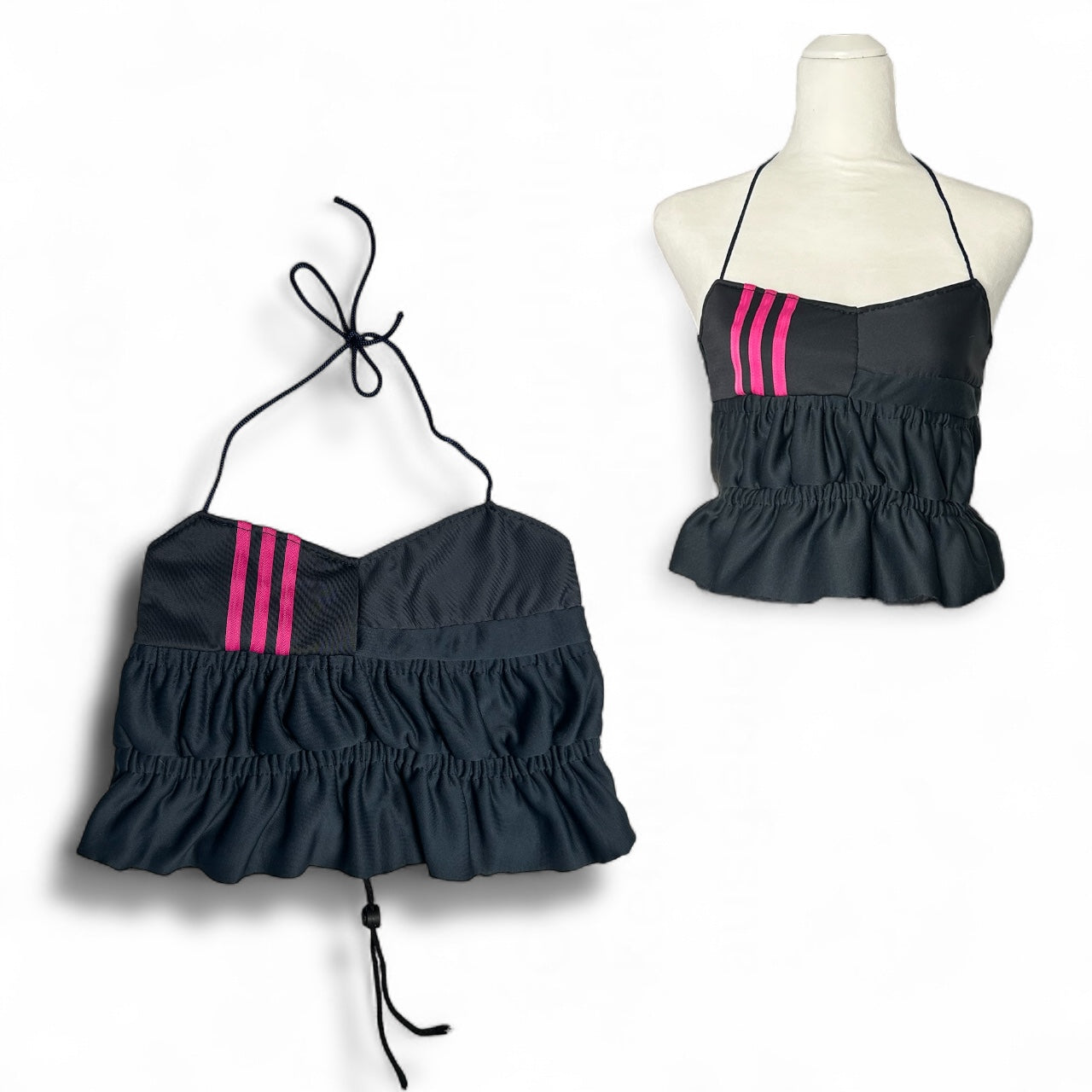 UPCYCLED SCRUNCH TOP PINK STRIPES