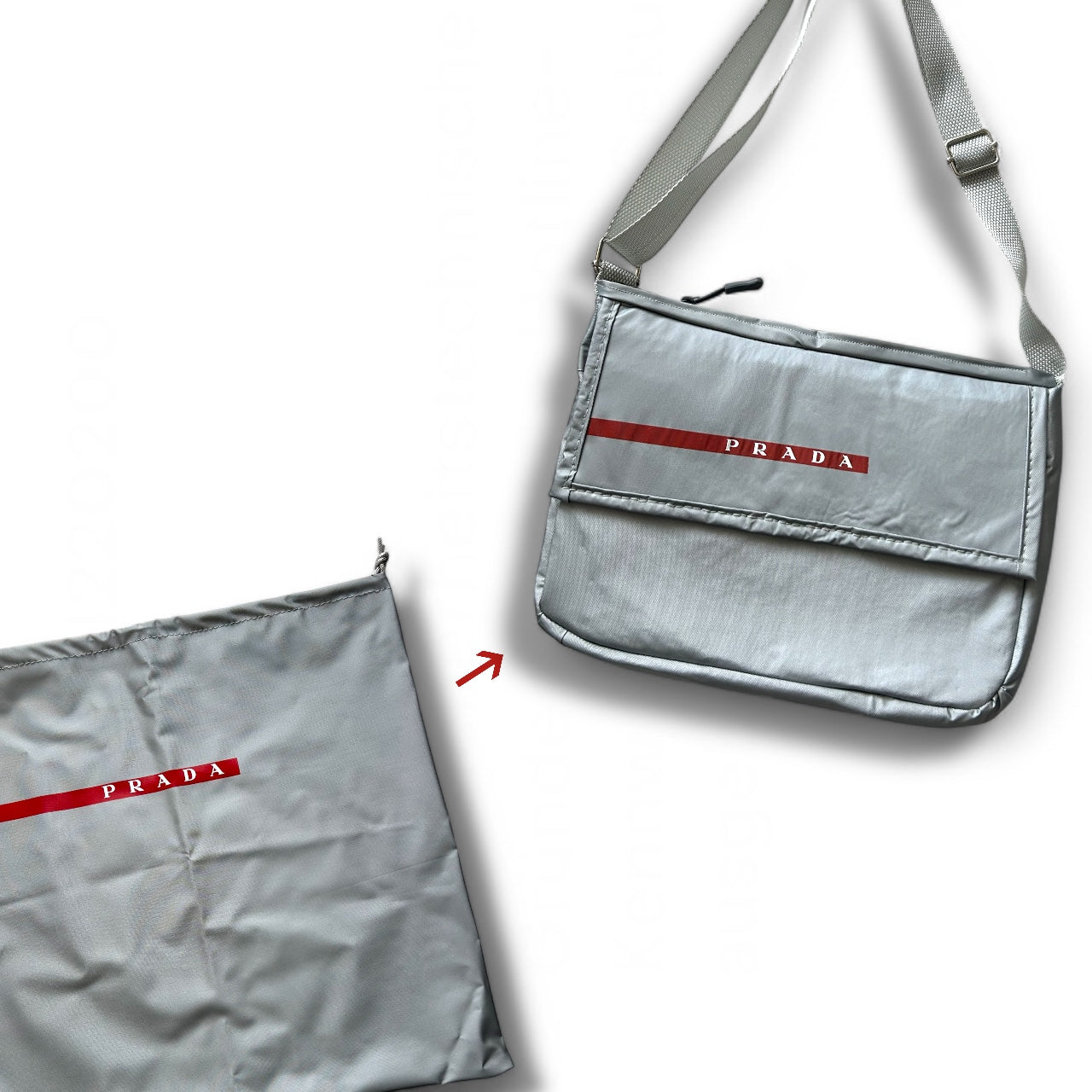 UPCYCLED PRADA DUSTBAG MESSENGER BAG