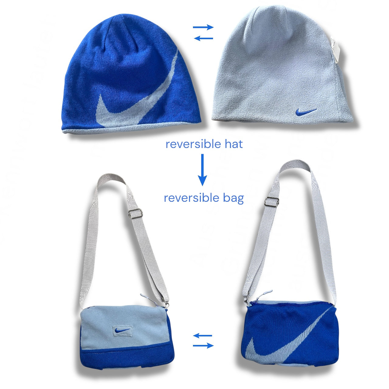 UPCYCLED REVERSIBLE BAG BLUE
