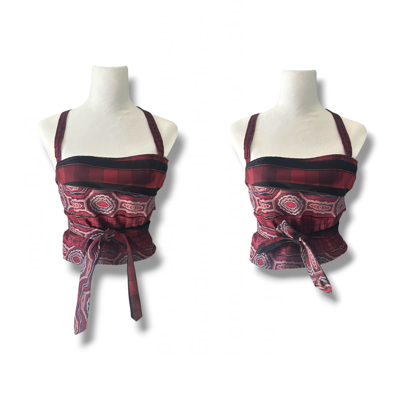 UPCYCLED TIE TOP RED