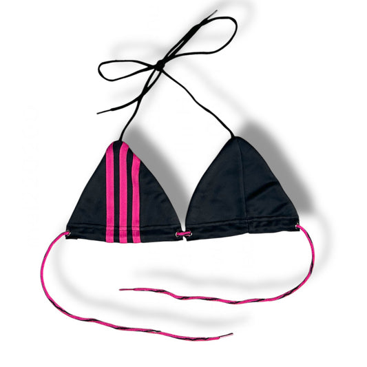 UPCYCLED BIKINI TOP PINK STRIPES