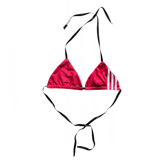 UPCYCLED BIKINI TOP PINK W STRIPES