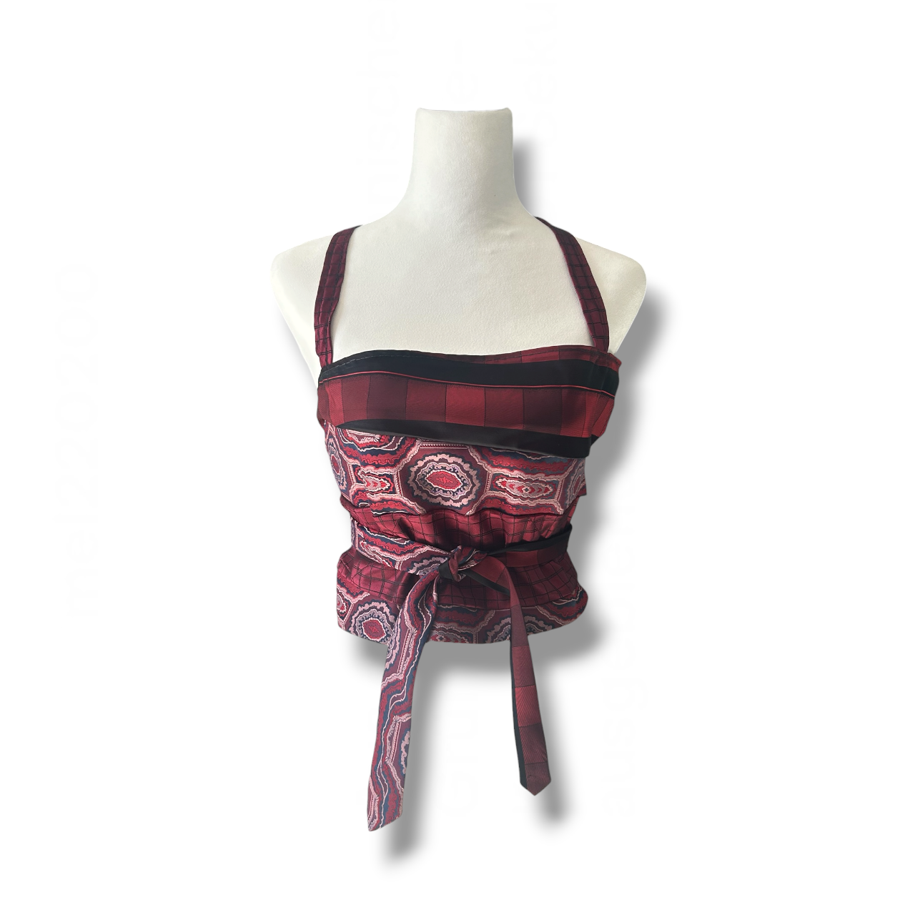 UPCYCLED TIE TOP RED