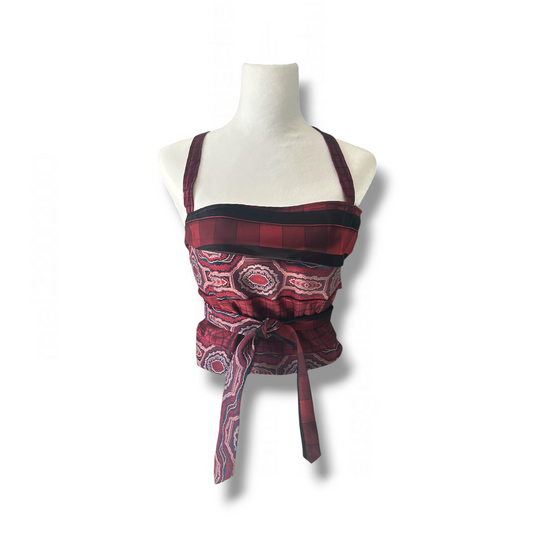 UPCYCLED TIE TOP RED