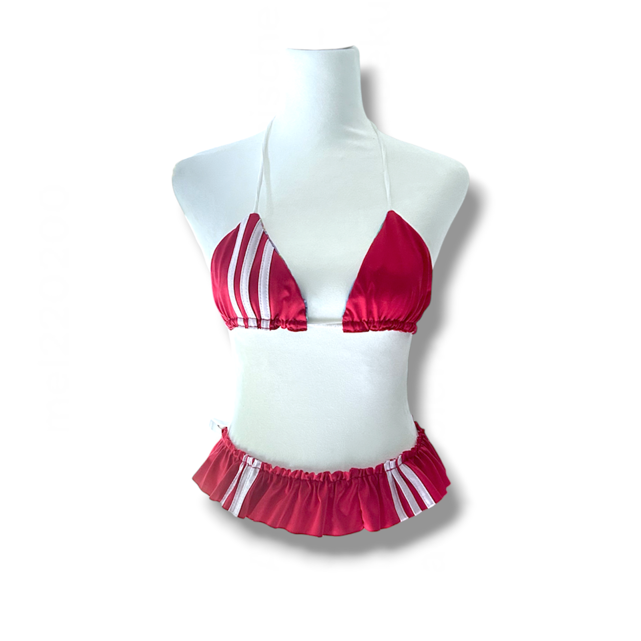UPCYCLED BIKINI TOP PINK W STRIPES