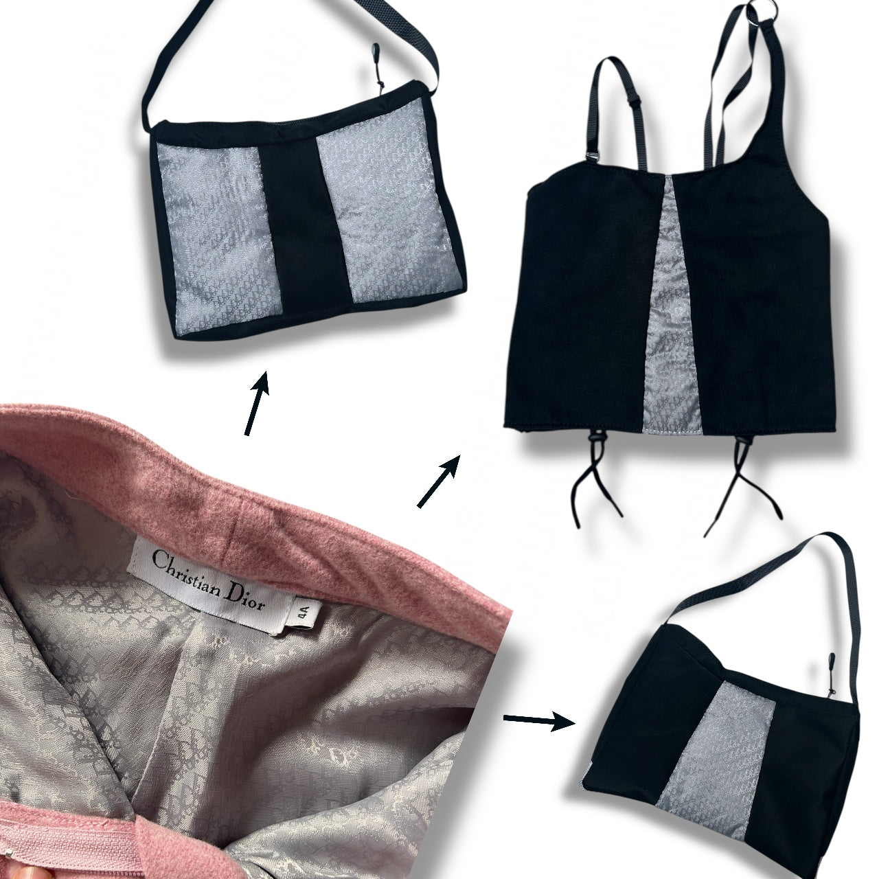 UPCYCLED CD BAG BLACK GREY