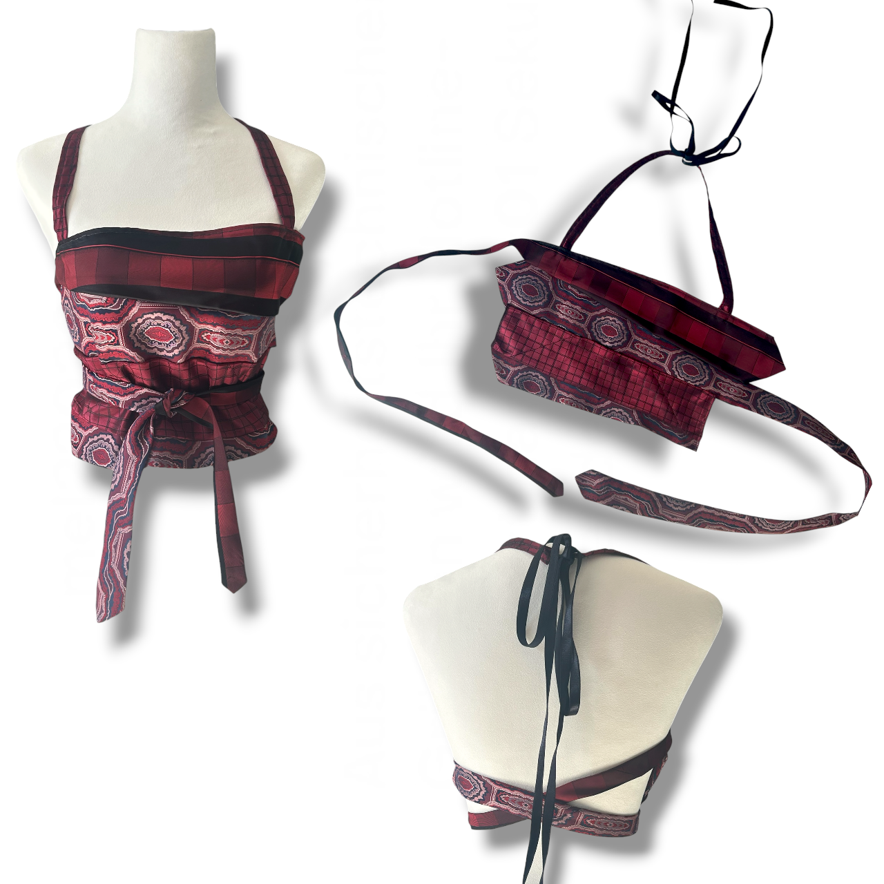 UPCYCLED TIE TOP RED